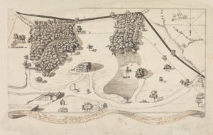 Plan des Parks bei Norton Hall, Norton Priory, ca. 1750-60
